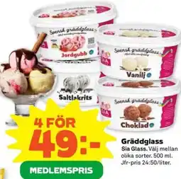 Stora Coop Gräddglass Sia Glass. erbjuda