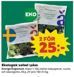 Coop Extra Änglamark Ekologisk sallad i påse erbjuda