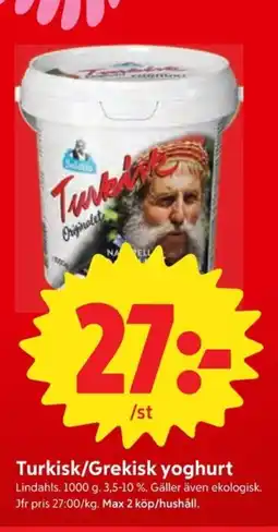 ICA Nära Lindahls Turkisk/Grekisk yoghurt erbjuda