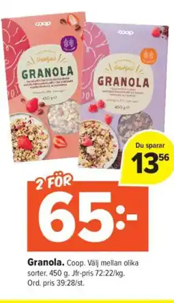 Coop Daglivs Coop Granola erbjuda