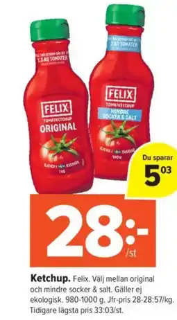 Coop Daglivs FELIX Ketchup erbjuda