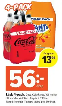 Coop Daglivs Coca-Cola/Fanta Läsk 4-pack erbjuda