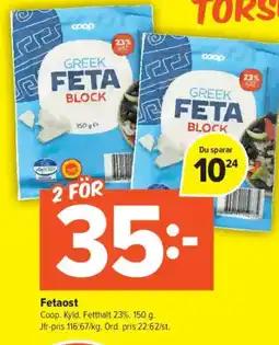 Coop Daglivs Coop Fetaost erbjuda