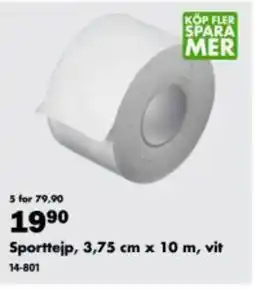 Biltema Sporttejp, 3,75 cm x 10 m, vit erbjuda