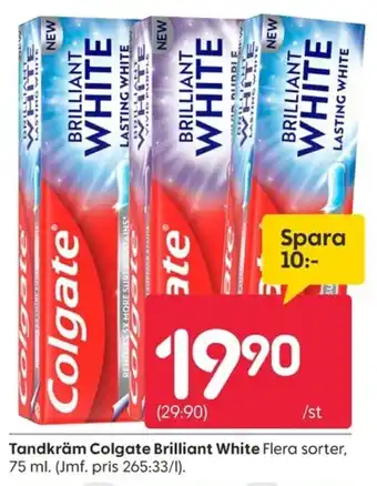 Rusta Tandkräm Colgate Brilliant White erbjuda