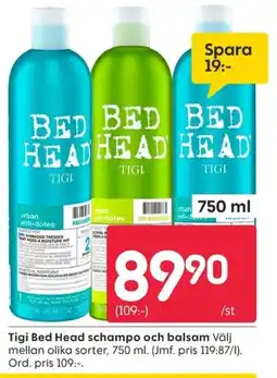 Rusta Tigi Bed Head schampo och balsam erbjuda