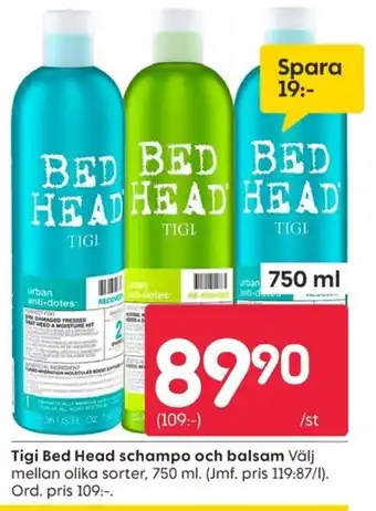 Rusta Tigi Bed Head schampo och balsam erbjuda