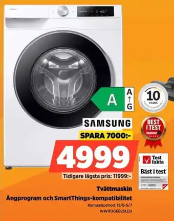 Power Samsung Tvättmaskin Ångprogram och SmartThings-kompatibilitet erbjuda