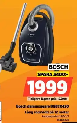 Power Bosch dammsugare BGB7X420 Lång räckvidd på 12 meter erbjuda