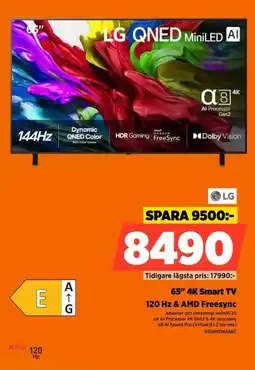 Power Lg 65" 4K Smart TV 120 Hz & AMD Freesync erbjuda