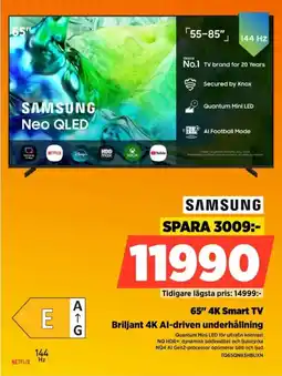 Power Samsung 65" 4K Smart TV Briljant 4K Al-driven underhållning erbjuda