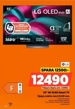 Power Lg 55" 4K OLED Smart TV Djupa svärta med OLED evo erbjuda