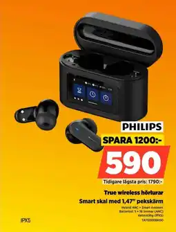 Power Philips True wireless hörlurar Smart skal med 1,47" pekskärm erbjuda