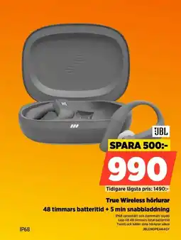 Power Jbl True Wireless hörlurar 48 timmars batteritid + 5 min snabbladdning erbjuda