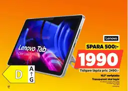 Power Lenovo 10,1" surfplatta Transparent skal ingår erbjuda