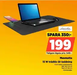 Power Dacota Musmatta 15 W trådlös QI-laddning erbjuda