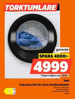 Power Gorenje Tork 8 kg kapacitet för stora familjemängder erbjuda