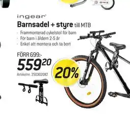 thansen ingear Barnsadel + styre till MTB erbjuda