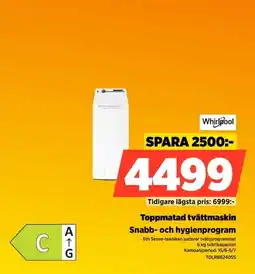 Power Whirlpool Toppmatad tvättmaskin Snabb- och hygienprogram erbjuda
