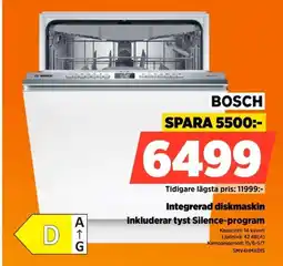 Power Bosch Integrerad diskmaskin Inkluderar tyst Silence-program SMV4HMX01S erbjuda