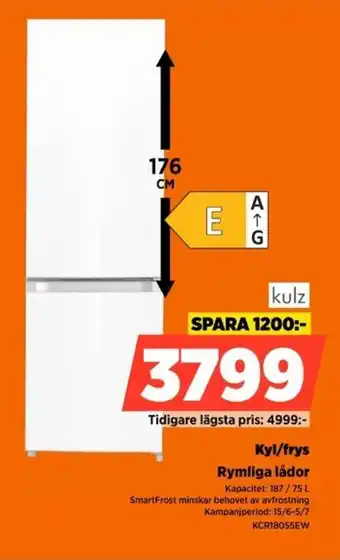 Power Kulz Kyl/frys Rymliga lådor erbjuda