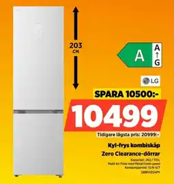 Power Lg Kyl-frys kombiskåp Zero Clearance-dörrar erbjuda