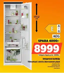 Power Aeg Integrerat kylskåp Tillverkad i delvis återvunnen plast erbjuda