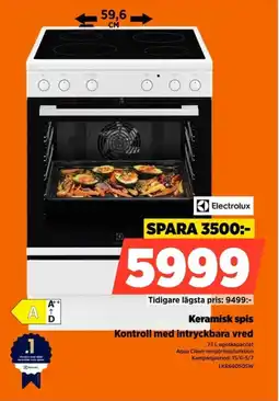 Power Electrolux Keramisk spis Kontroll med intryckbara vred erbjuda