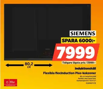Power Siemens Induktionshäll Flexibla flexInduction Plus-kokzoner erbjuda
