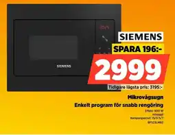 Power Siemens Mikrovågsugn Enkelt program för snabb rengöring SIEMENS SPARA 196:- erbjuda