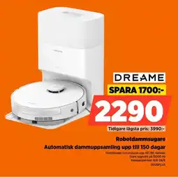 Power Dreame Robotdammsugare Automatisk dammuppsamling upp till 150 dagar erbjuda