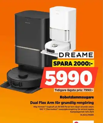 Power Dreame Robotdammsugare Dual Flex Arm för grundlig rengöring erbjuda