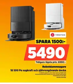 Power Roborock Robotdammsugare 18 500 Pa sugkraft och självrengörande docka erbjuda