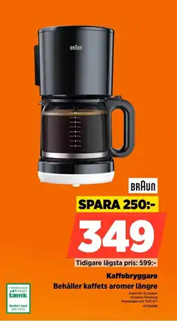 Power Braun Kaffebryggare Behåller kaffets aromer längre erbjuda
