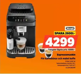 Power DeLongHi Espressomaskin För kaffebönor och malet kaffe erbjuda
