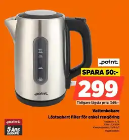 Power Point Vattenkokare Löstagbart filter för enkel rengöring erbjuda