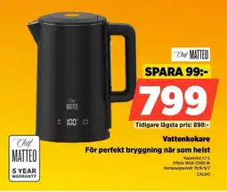Power Chef Matteo Vattenkokare För perfekt bryggning när som helst erbjuda