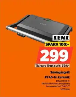 Power Senz Smörgåsgrill PFAS-fri keramik erbjuda