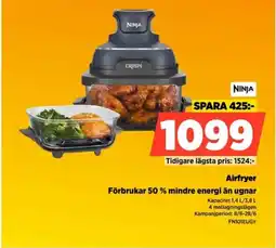 Power Ninja Airfryer Förbrukar 50% mindre energi än ugnar erbjuda