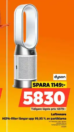 Power Dyson Luftrenare HEPA-filter fångar upp 99,95 % av partiklarna erbjuda