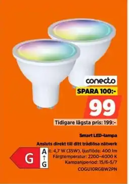 Power Conecto Smart LED-lampa Ansluts direkt till ditt trådlösa nätverk erbjuda
