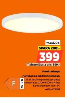 Power Nedis Smart taklampa Fjärrstyrning och tidsinställningar erbjuda