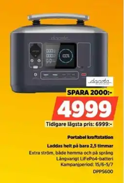 Power Dacota Portabel kraftstation Laddas helt på bara 2,5 timmar erbjuda