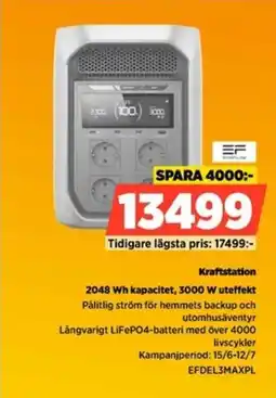 Power Kraftstation 2048 Wh kapacitet, 3000 W uteffekt erbjuda