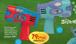 Leklust Paw Patrol eller Disney Stitch. Såpbubbelpistol erbjuda