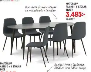 MATGRUPP PLAINE + 6 STOLAR TRACY
