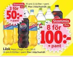 ICA Supermarket Läsk Pepsi, Zingo, 7-up erbjuda