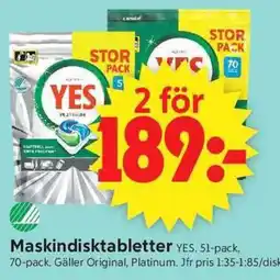 ICA Supermarket YES Maskindisktabletter erbjuda