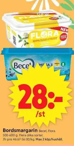 ICA Supermarket Becel, Flora Bordsmargarin erbjuda