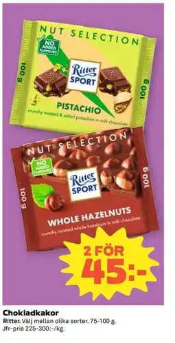 Coop Ritter Chokladkakor erbjuda